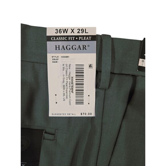 Haggar Premium Comfort Pleated Dress ants Classic Fit Medium Grey - Picture 6 of 8